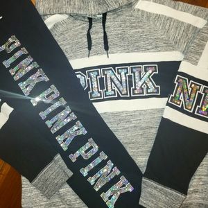 VICTORIA'S SECRET PINK IRRIDESCANT/HOLOGRAPHIC BLING SET